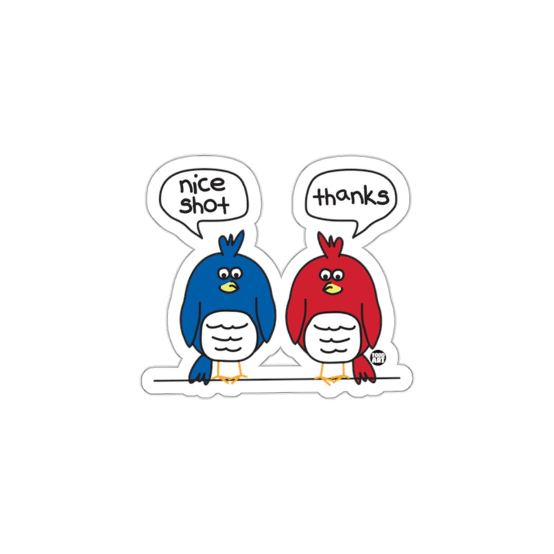 Load image into Gallery viewer, Cute Cartoon Birds Nice Shot Thanks Sticker
