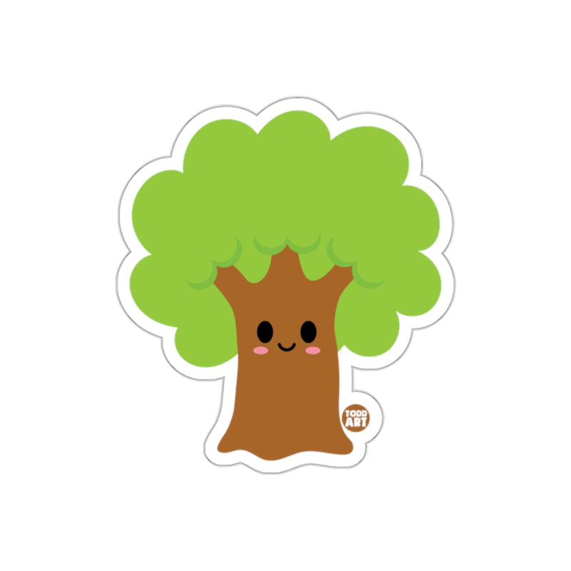 Load image into Gallery viewer, Cute Smiling Tree with Green Leaves Sticker product
