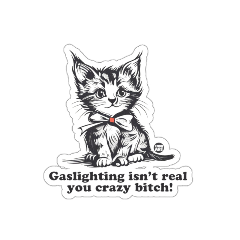 Load image into Gallery viewer, Funny Cat Saying Gaslighting Isn't Real Sticker

