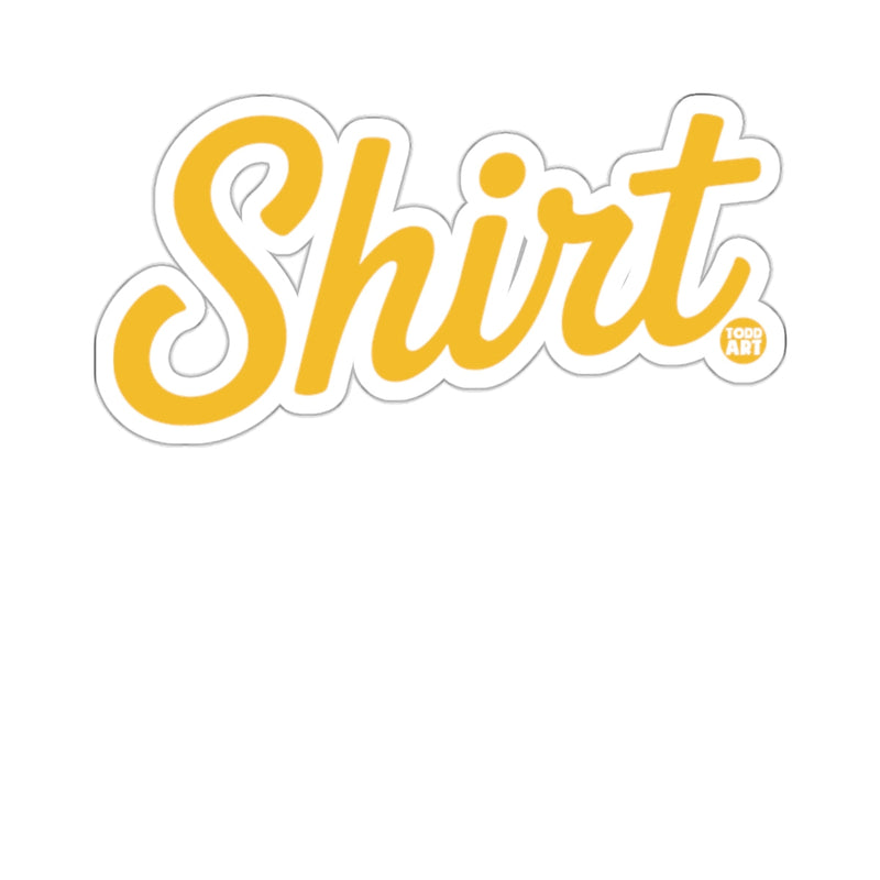 Load image into Gallery viewer, Bold Yellow 'Shirt' Graphic Sticker Design Product
