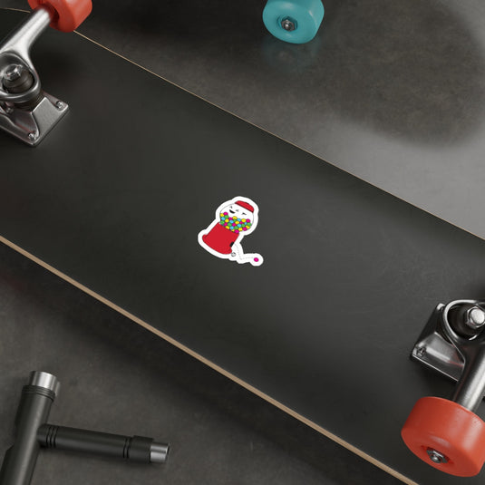 Fun Gumball Machine Sticker on Skateboard Deck