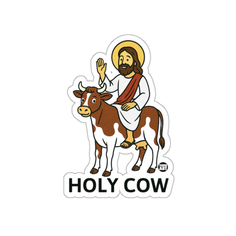 Load image into Gallery viewer, Holy Cow Jesus Riding Cartoon Sticker for Laptops
