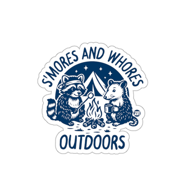 Load image into Gallery viewer, S'mores AND WHORES Outdoors Camp Fun Cute sticker
