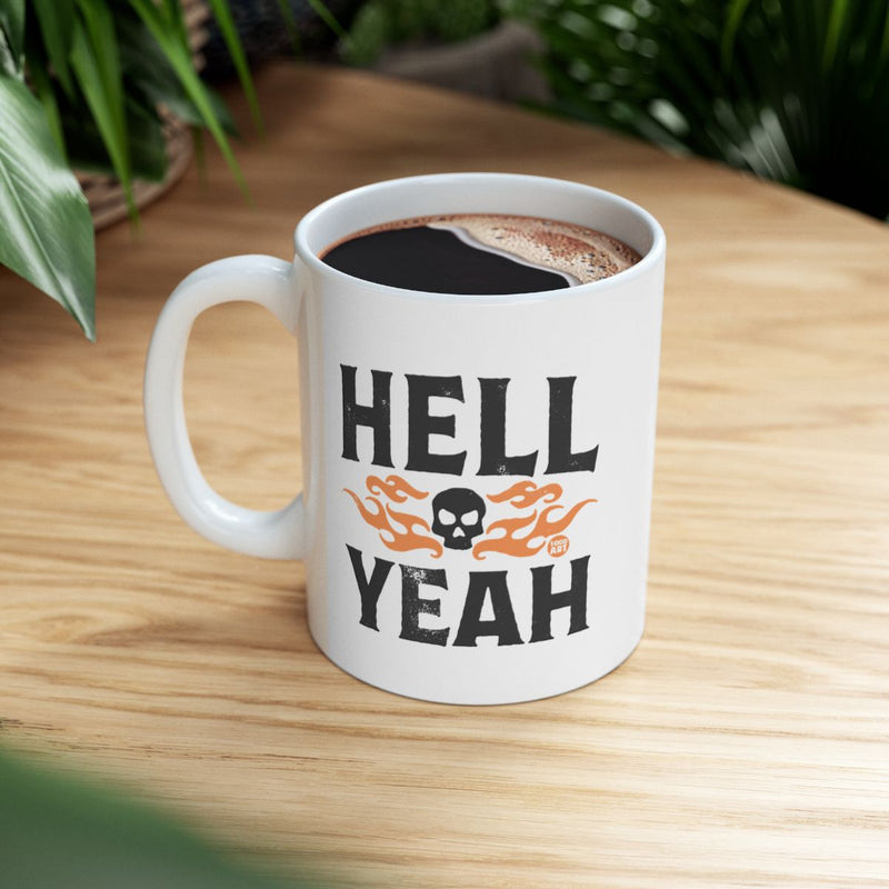 Load image into Gallery viewer, Hell Yeah Skull Flames White Mug
