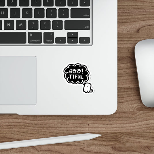 Boo Tiful Ghost Fun Halloween Spooky Design Sticker 