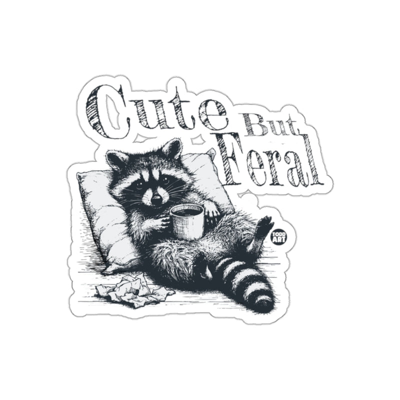 Load image into Gallery viewer, Cute But Feral Todd Art Raccoon Resting Design sticker

