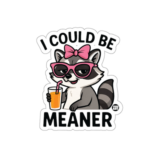 I Could Be Meaner Funny Raccoon With Juice sticker