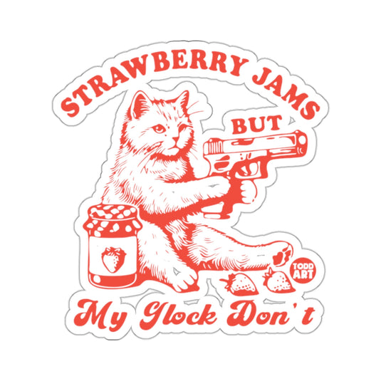 Strawberry Jams But My Glock Don't Cat Holding Gun 