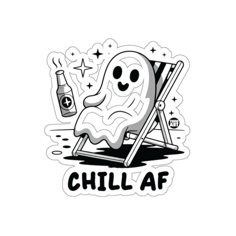 Load image into Gallery viewer, Ghost Relaxing With CHILL AF Ghost Sticker

