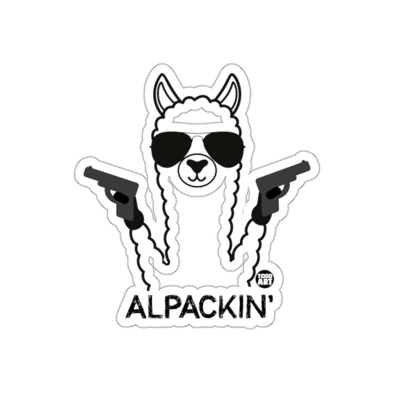 Load image into Gallery viewer, Alpackin' sticker funny llama with sunglasses design
