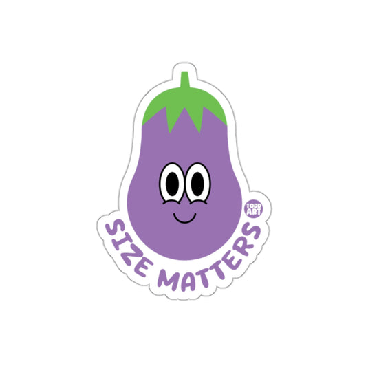 Size Matters Cute Eggplant Art Sticker