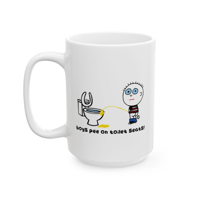Load image into Gallery viewer, Boys Pee on Toilet Seats Funny Mug for Bathroom Decor
