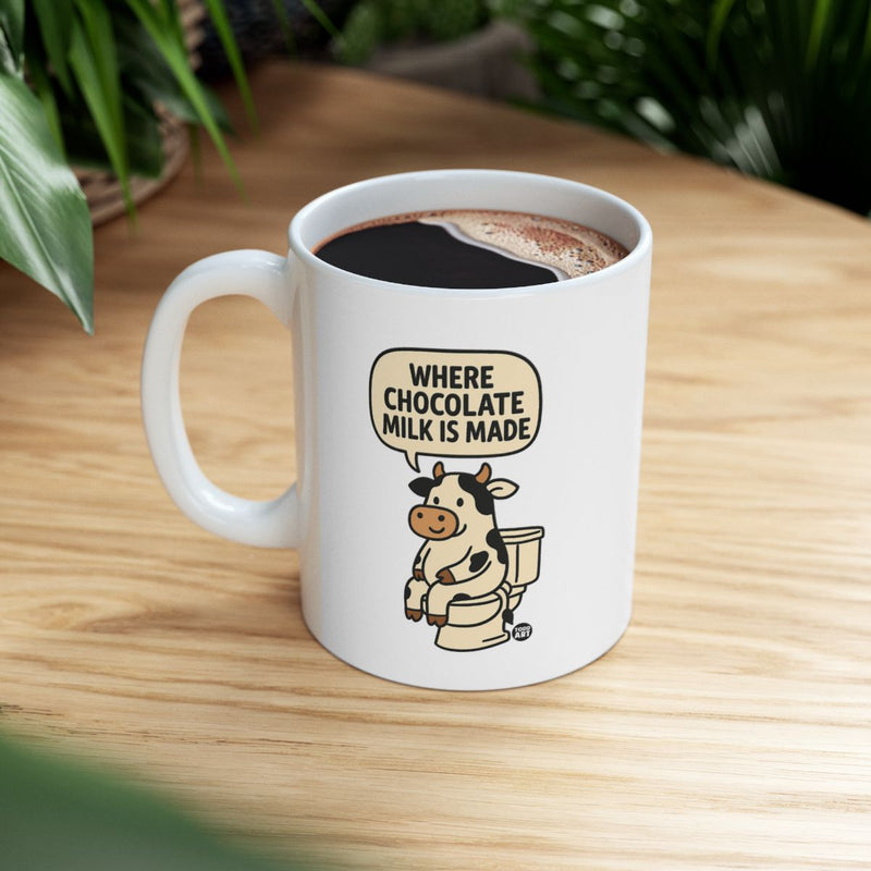 Load image into Gallery viewer, Funny Cow Cartoon Where Chocolate Milk Is Made Mug
