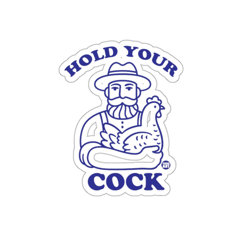 Load image into Gallery viewer, Hold Your Cock Sticker Blue and White Design
