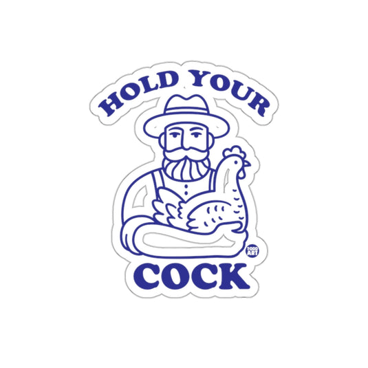 Hold Your Cock Sticker Blue and White Design
