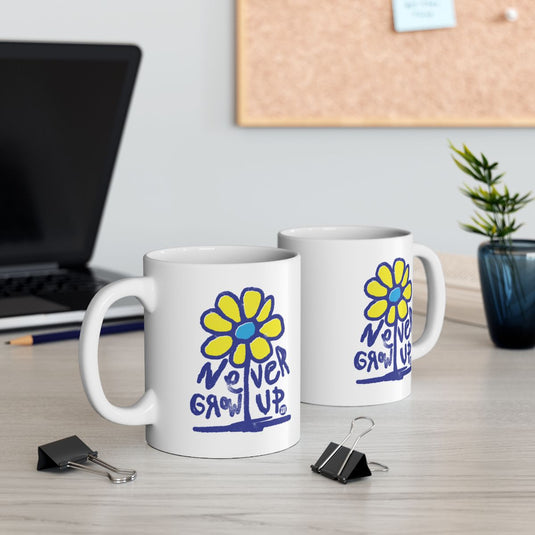 Never Grow Up Floral Design Mug Coffee Tea Cup
