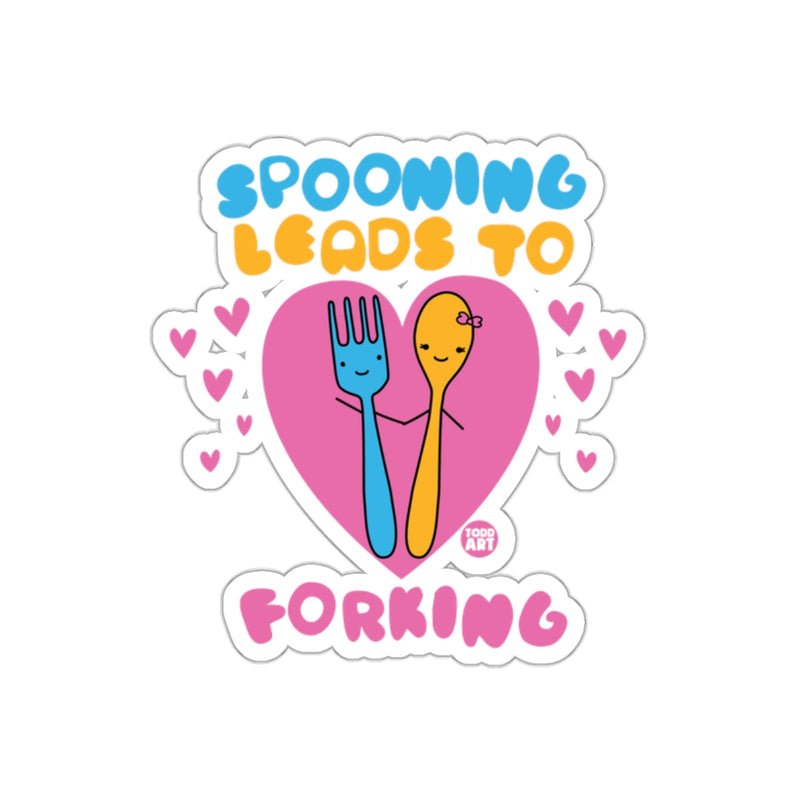 Load image into Gallery viewer, Spooning Leads to Forking Cute and Funny Sticker
