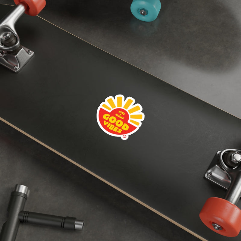 Load image into Gallery viewer, Rise Shine Good Vibes Skateboard Deck Sticker
