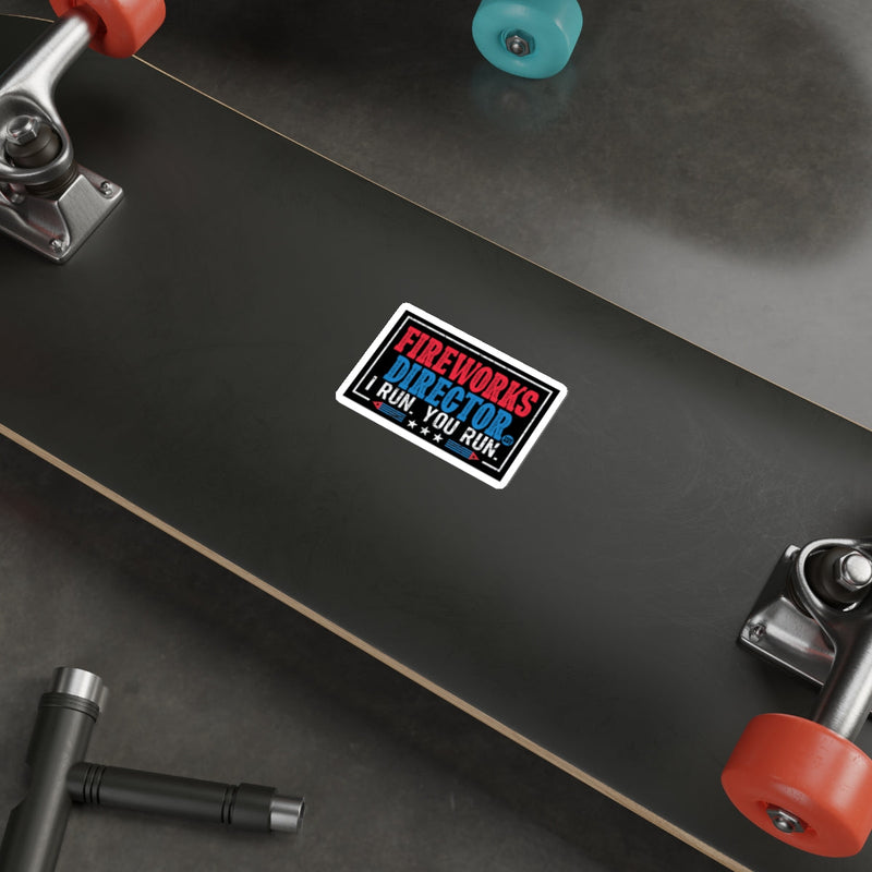 Load image into Gallery viewer, Fireworks Director I Run You Run Sticker Skateboard
