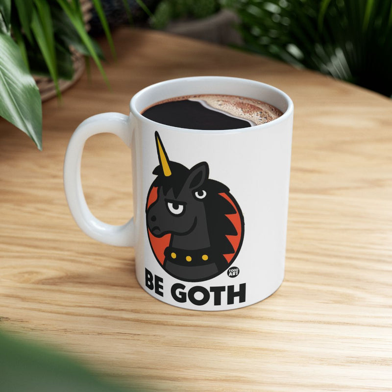 Load image into Gallery viewer, Be Goth Unicorn Coffee Mug with Black and Gold Design
