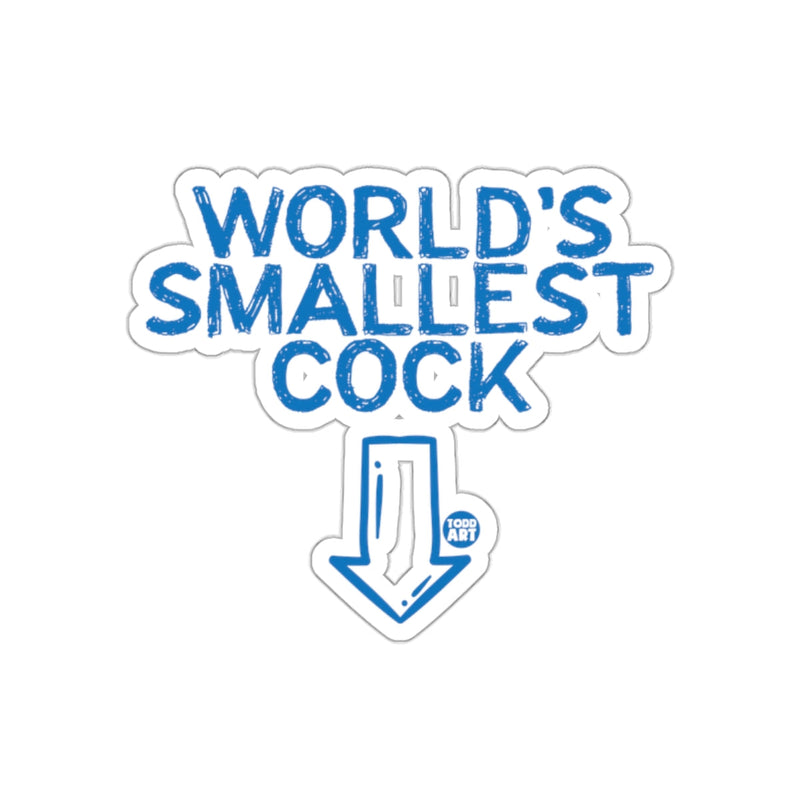 Load image into Gallery viewer, World's Smallest Cock Sticker with Blue Arrow Design
