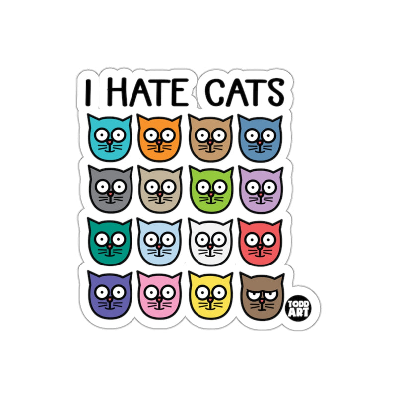 Load image into Gallery viewer, Colorful I Hate Cats Funny Sticker for Cat Haters

