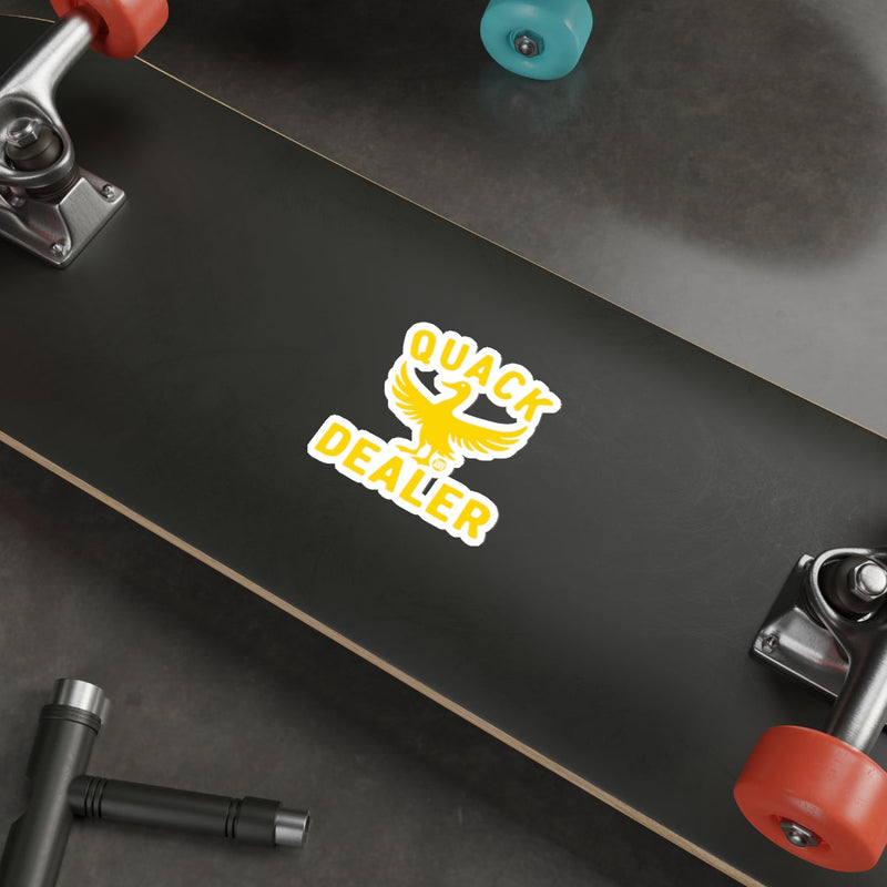 Load image into Gallery viewer, Quack Dealer Skateboard Deck with Yellow Duck Design
