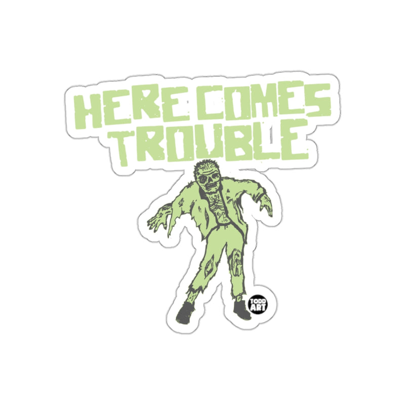 Load image into Gallery viewer, Here Comes Trouble Zombie Illustration Sticker
