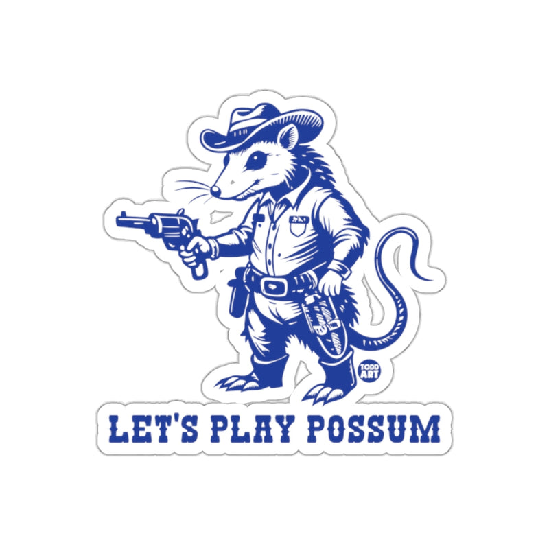 Load image into Gallery viewer, Cowboy Possum Lets Play Possum Design Illustration sticker
