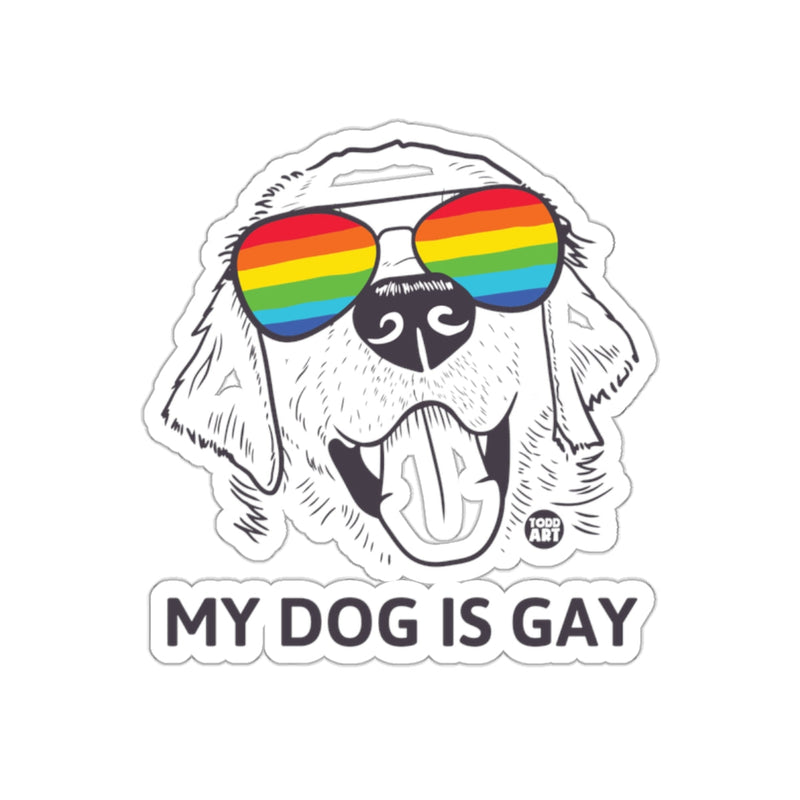 Load image into Gallery viewer, My Dog Is Gay Rainbow Sunglasses Dog Sticker
