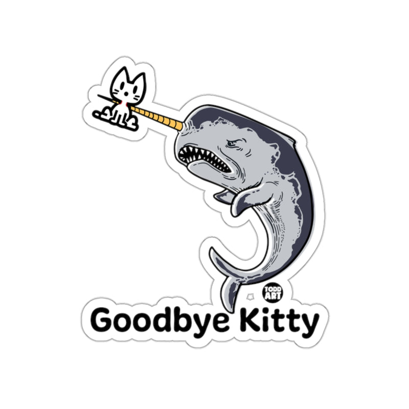 Load image into Gallery viewer, Goodbye Kitty Funny Parody Whale Sticker Artwork
