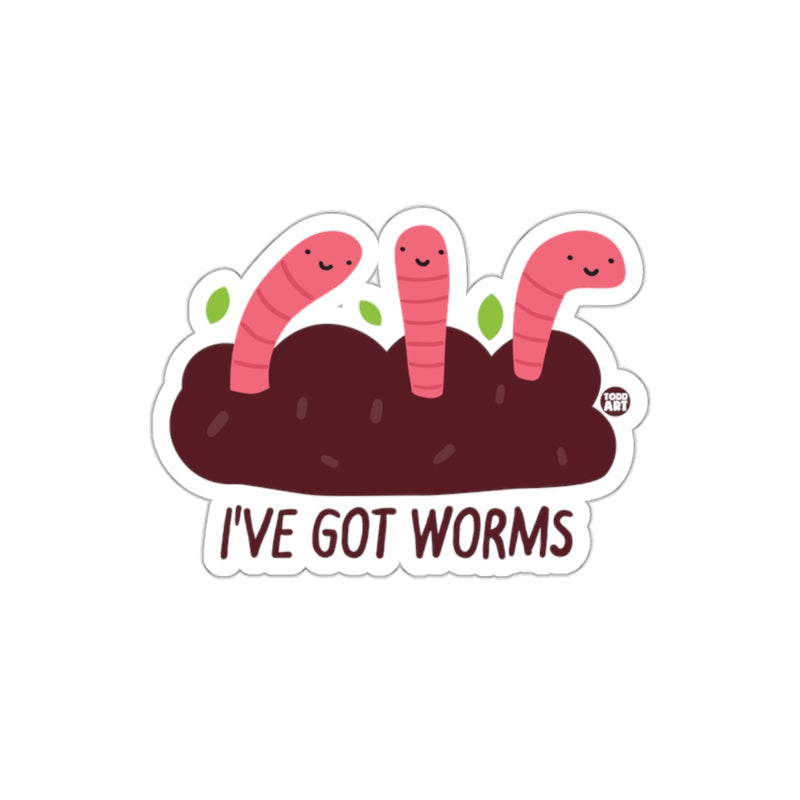 Load image into Gallery viewer, Cute Smiling Worms in Dirt Sticker I've Got Worms
