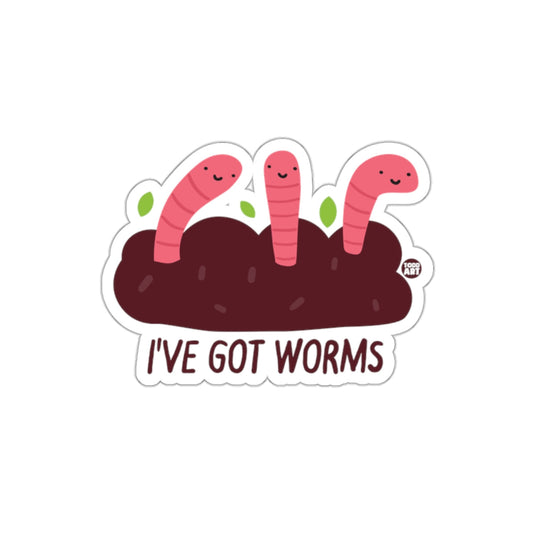 Cute Smiling Worms in Dirt Sticker I've Got Worms