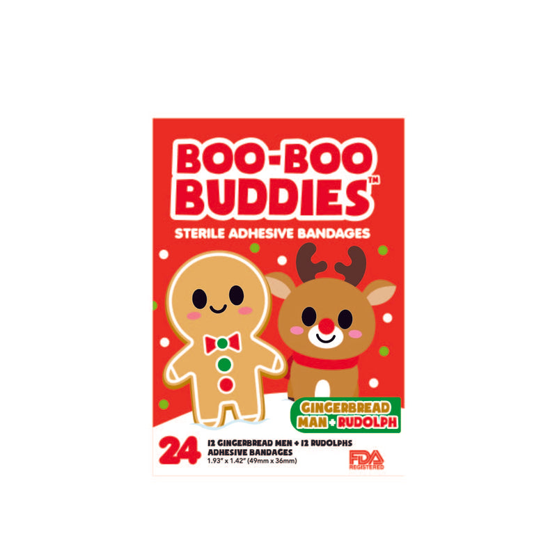 Load image into Gallery viewer, Boo-Boo Buddies Gingerbread Man and Rudolph Bandages
