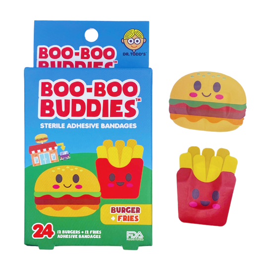 cute burger with lettus, tomato and cheese Burger and Fries in red box shape bandages