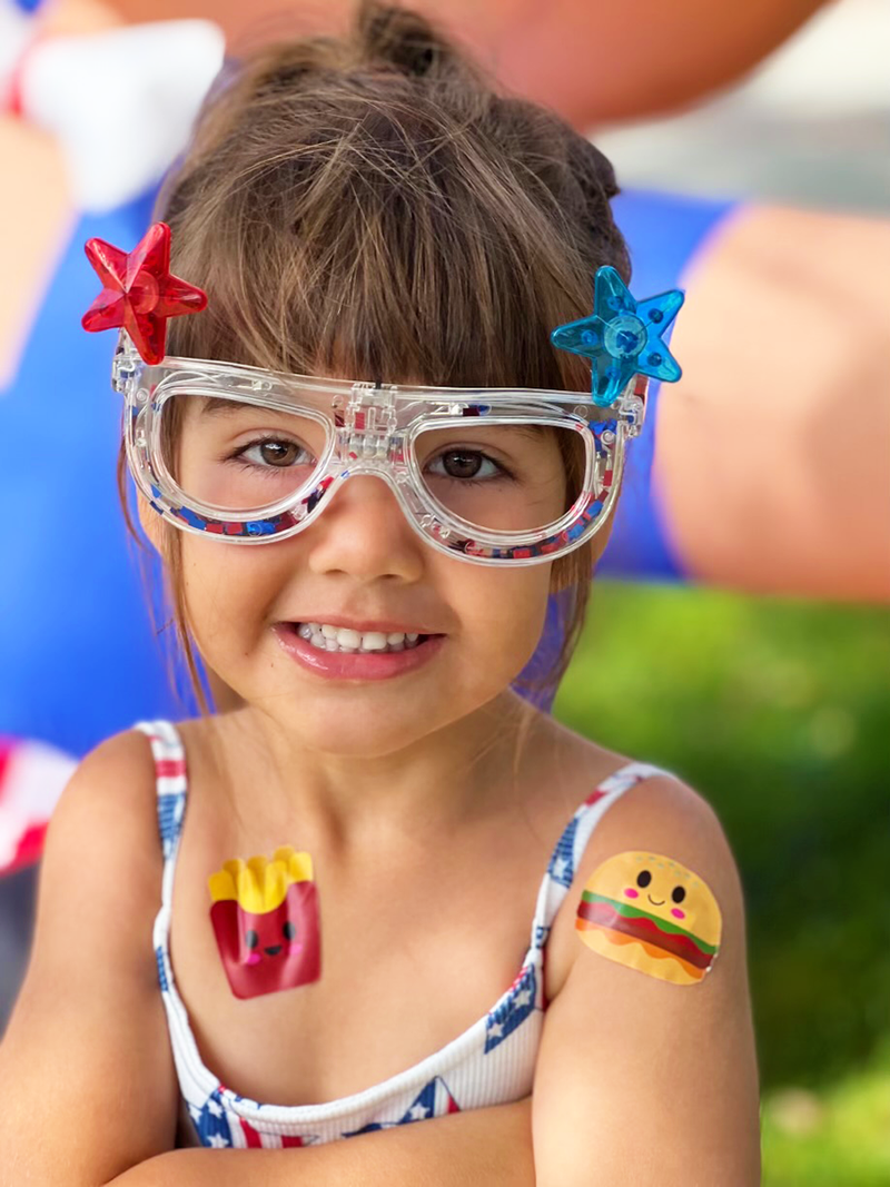 Load image into Gallery viewer, Little girl  with Burger and Fries shaped bandages
