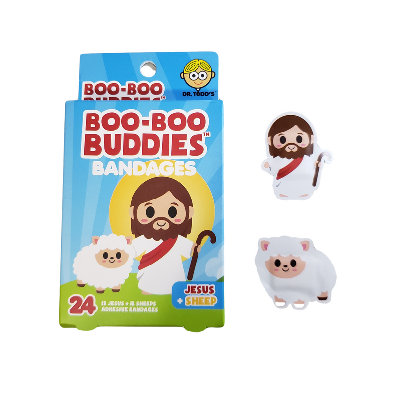 Load image into Gallery viewer, Boo Boo Buddies Jesus and Lamb Shaped Bandages
