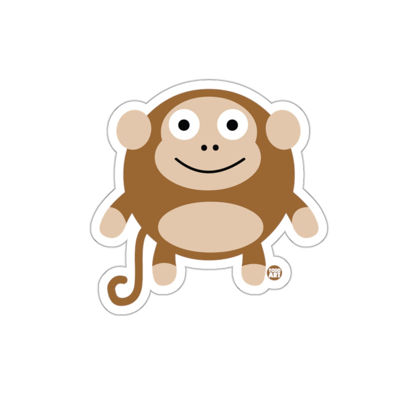 Load image into Gallery viewer, Cute Smiling Monkey Design Sticker in Brown and Beige
