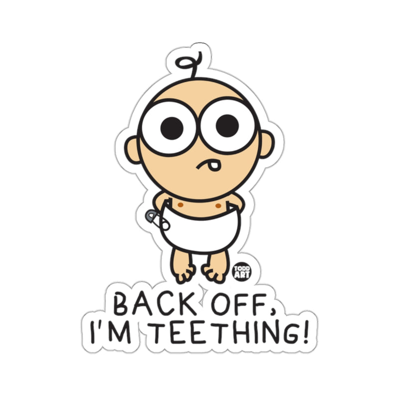 Load image into Gallery viewer, Back Off I'm Teething Baby Sticker Product
