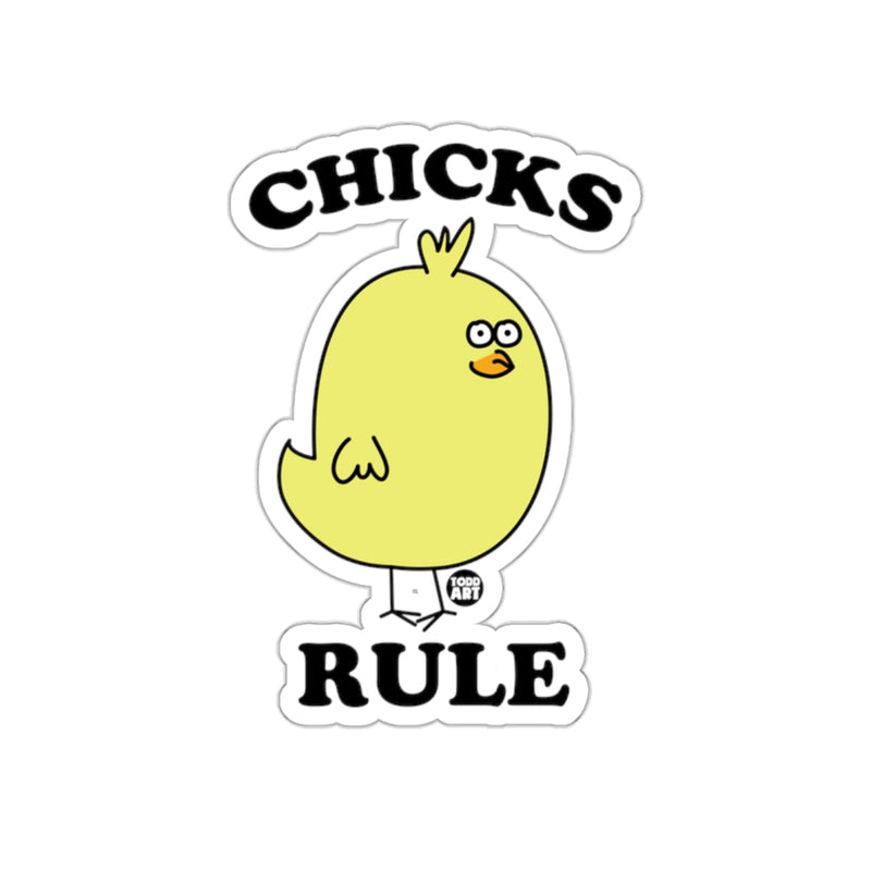 Load image into Gallery viewer, Chicks Rule yellow chick illustration sticker product
