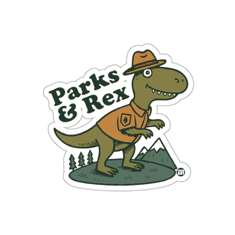 Load image into Gallery viewer, Parks and Rex Dinosaur with Hat and Badge Sticker
