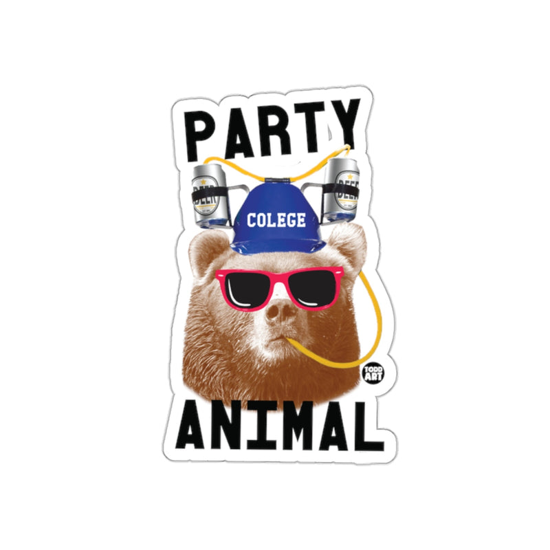 Load image into Gallery viewer, Party Animal College Bear Sticker Fun Design
