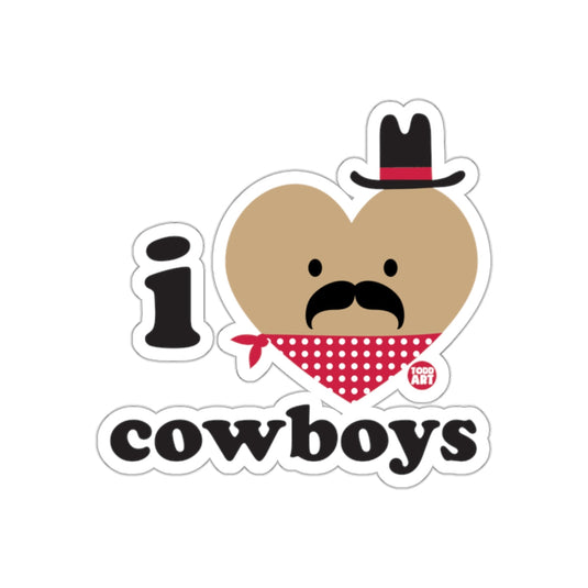 I Love Cowboys Cute Cartoon Heart Illustration Sticker