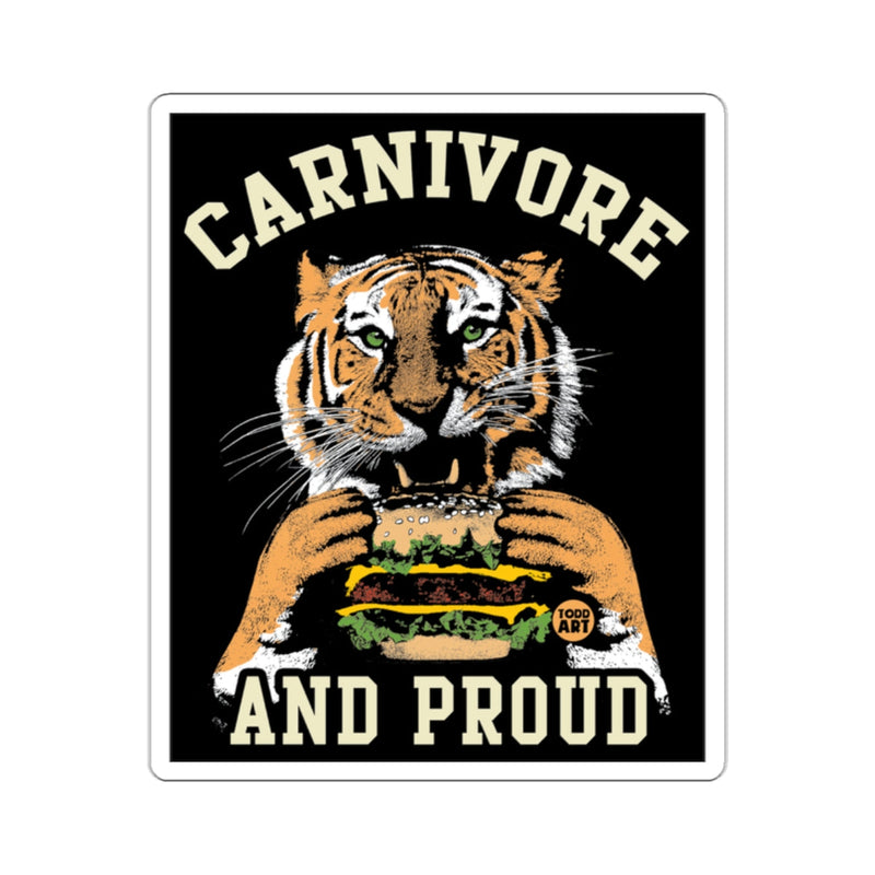Load image into Gallery viewer, CARNIVORE AND PROUD Tiger Eating Burger sticker

