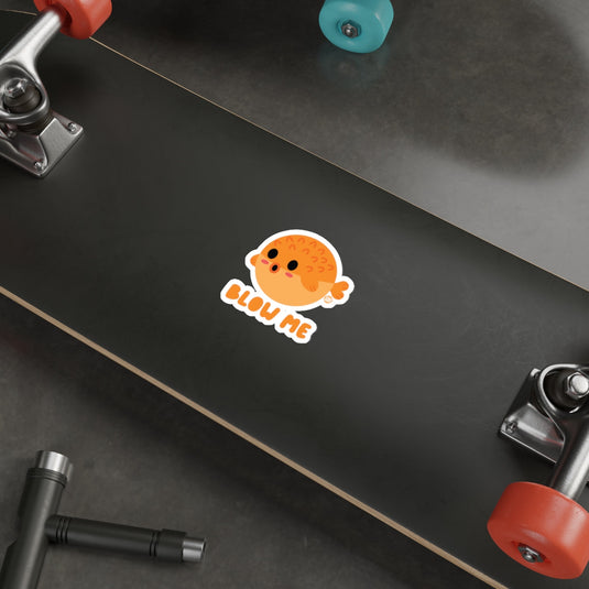 Cute Blow Me Fish Skateboard Sticker for Personalization