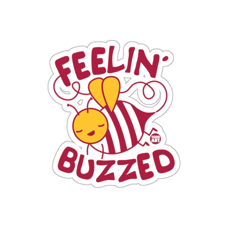 Load image into Gallery viewer, Feelin' Buzzed with Cute Cartoon Bee Design Sticker
