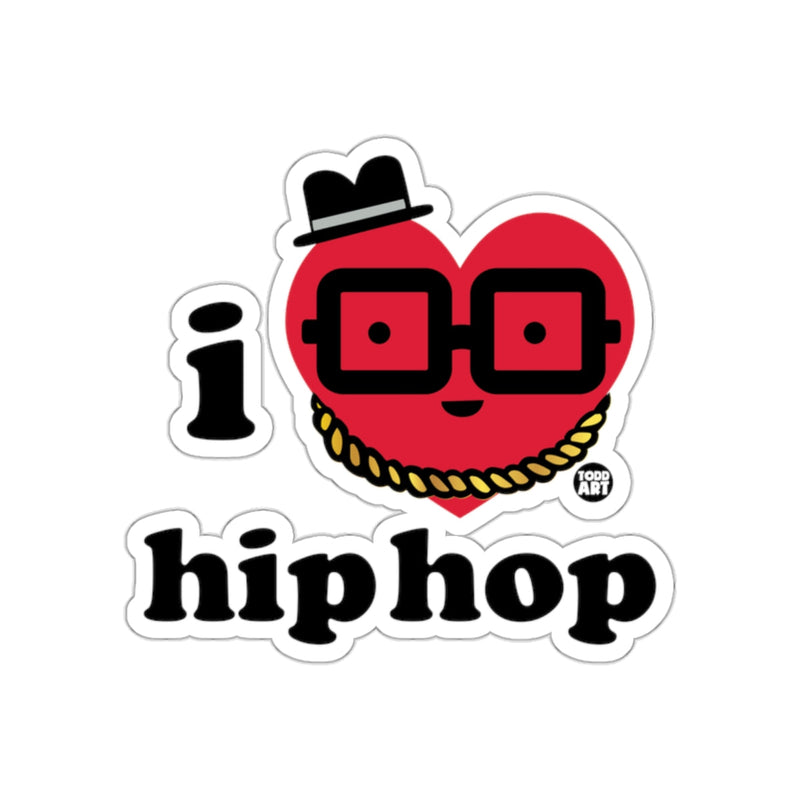Load image into Gallery viewer, I Heart Hip Hop Sticker with Glasses and Hat Design
