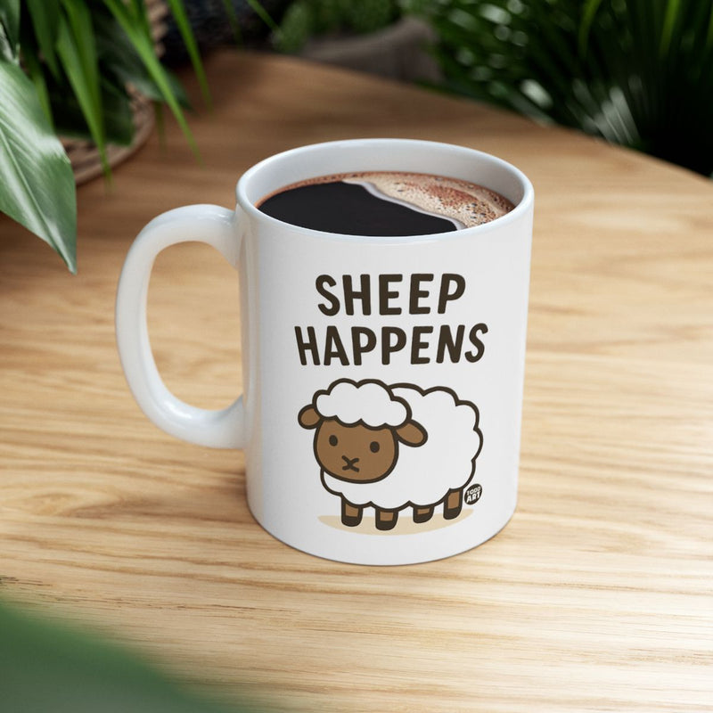 Load image into Gallery viewer, Sheep Happens Mug with Cute Cartoon Sheep Design
