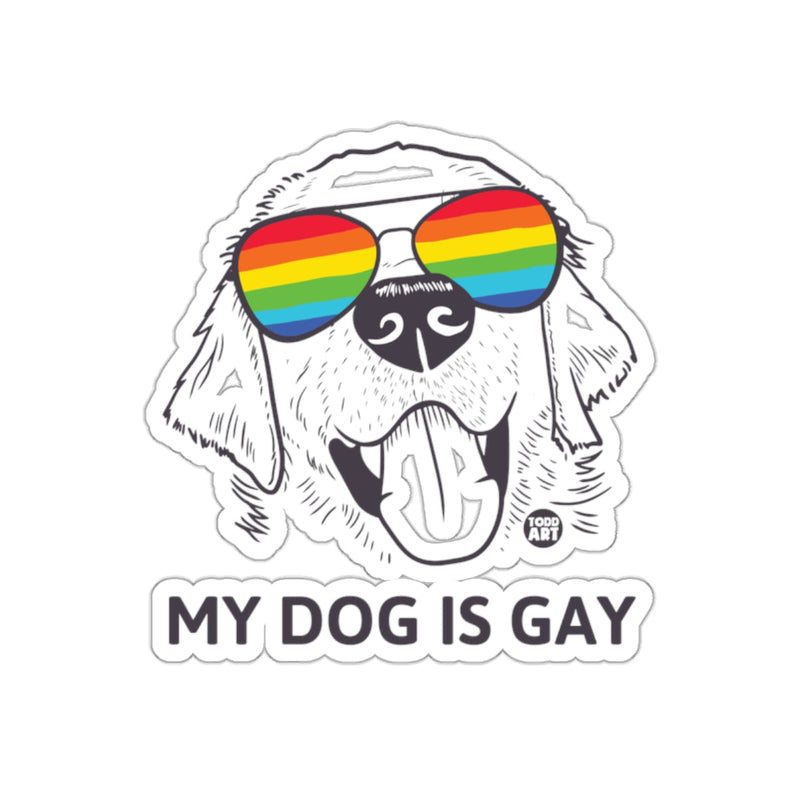 Load image into Gallery viewer, My Dog Is Gay Rainbow Sunglasses Dog Sticker
