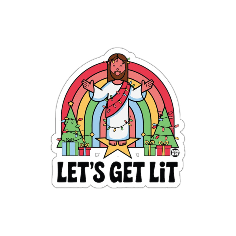Load image into Gallery viewer, Let's Get Lit Jesus with Rainbow Christmas Sticker
